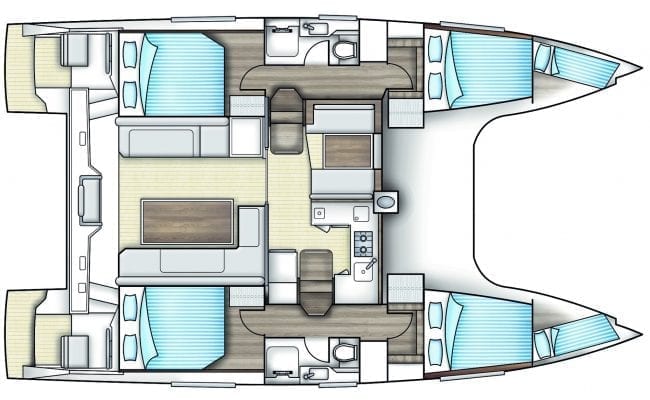 New Nautitech Open 40 catamaran 4 Cabin Layout