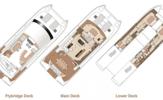 Seaglass 74 4 Cabins 4 Heads Layout