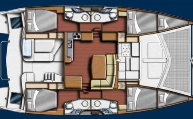 Leopard 44 4 Cabins 4 Heads Layout